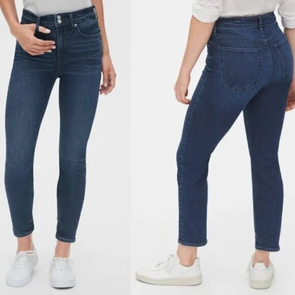 Gap Dark Indigo Wash High Rise Cigarette Jeans Size 30 / 10 T - Picture 1 of 8
